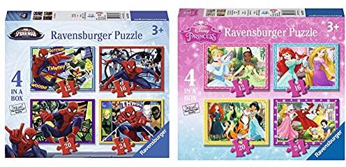 Ravensburger Puzzle Ultimate Spider-Man, 4 Puzzle In A Box, 12-16-20-24 Pezzi, Puzzle Per Bambini & Puzzle, Principesse Disney, 4 Puzzle In A Box, 12-16-20-24 Pezzi, Puzzle Per Bambini