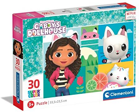 Clementoni - Gaby'S Dollhouse Supercolor Dollhouse-30 Pezzi Bambini 3 Anni, Puzzle Cartoni Animati-Made in Italy, Multicolore,