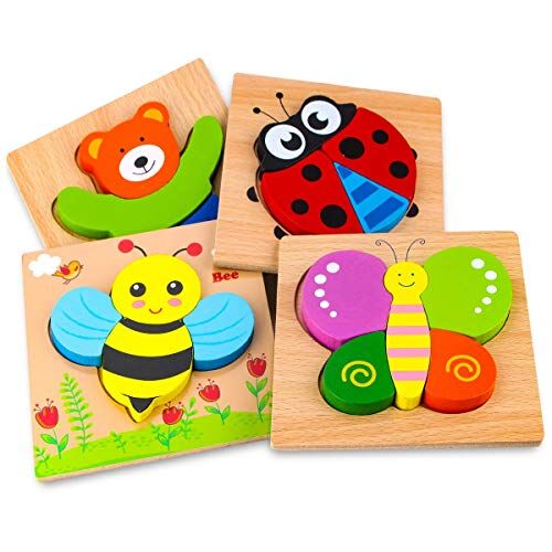 Afufu Puzzle in Legno, Giochi Bambini 1 2 3 4 Anni, Giocattoli Animali Educativo Giocattoli Giochi Set Regalo Bambina Bimbo Ragazza Ragazzo, Multicolore