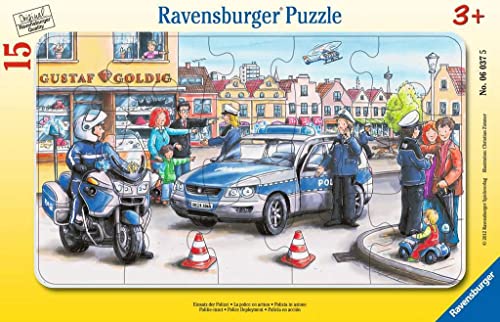 Ravensburger 06037 Polizia in Azione, Puzzle con Cornice 15 Pezzi