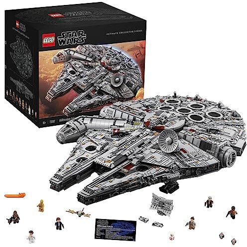 Lego Star Wars Millennium Falcon, Modellino Esclusivo da Costruire da Collezione con Minifigure Ian, Leia, Chewbecca, C-3PO, Rey, Finn e BB-8, Idee Regalo