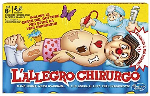 Hasbro B2176 L'Allegro Chirurgo, Gioco in Scatola + Duracell LR6 MN1500 Plus AA, Batterie Stilo Alcaline, Confezione da 8, 1.5 V