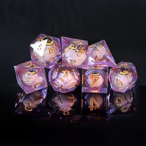 Elifel Set Dadi D&D 7 Pezzi Dragon Eye Mobili Resina Dadi da Gioco Particolari DND con Bordi Affilati Poliedrici Dadi per Dungeon Draghi Pathfinder Rpg DND MTG con Confezione Regalo