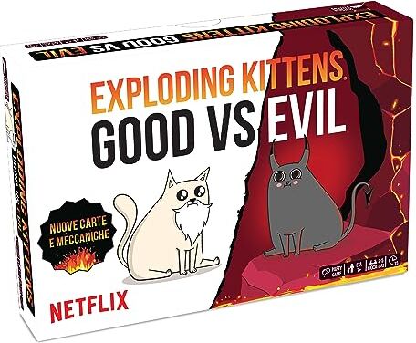 Asmodee Exploding Kittens Good vs Evil, Gioco da Tavolo, 7+ Anni, 2-5 Giocatori, Edizione in Italiano