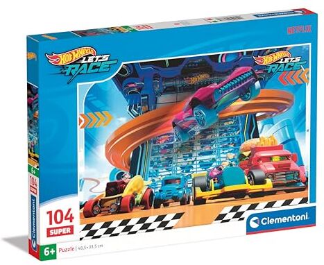 Clementoni - Hot Wheels Supercolor Wheels-104 Pezzi Bambini 6 Anni, Puzzle Cartoni Animati, Made in Italy, Multicolore,