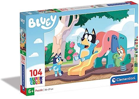 Clementoni - Bluey Supercolor Puzzle-Bluey-104 Pezzi Bambini 6 Anni, Puzzle Cartoni Animati-Made in Italy, Multicolore,