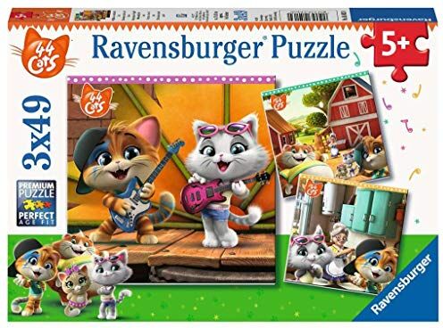 Ravensburger Puzzle 44 Gatti, Collezione 3x49, 3 Puzzle da 49 Pezzi, Età Raccomandata 5+ Anni