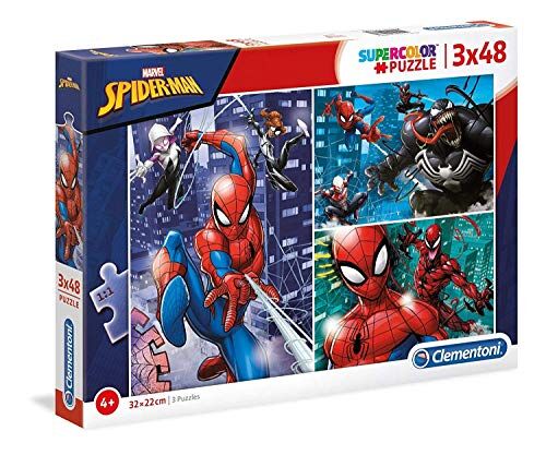 Clementoni Supercolor Puzzle-Spider Man-3 x 48 pezzi, Multicolore,