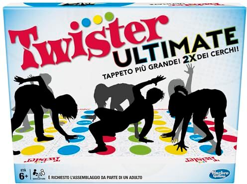 Hasbro Twister Ultimate: Tappeto più Grande, più Cerchi Colorati, Party Game per Famiglie e Bambini, Compatibile con Alexa, per 2 o più Giocatori, dai 6 Anni in su