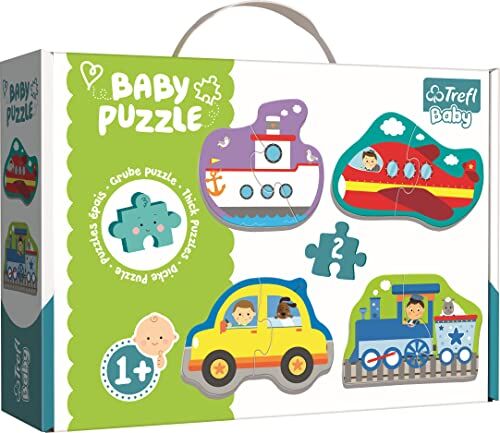 Trefl - Puzzle Veicoli 2 Elementi, 4 Set, Baby Classic, per Bambini da 1 Anno, Colore