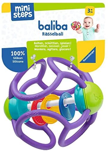 Ravensburger ministeps 4153 baliba Rasselball Flexibler Greifling, Beißring und Babyrassel Baby Spielzeug ab 3 Monate Lila