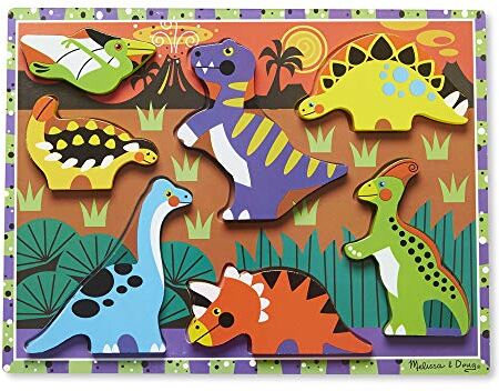 Melissa & Doug Puzzle in Legno per Bambini Dinosauri, Puzzle Bambini 2 anni Pezzi grandi, Gioco Bambino 2 anni, Regalo Bimba 2 anni, Gioco educativo, Giocattoli per lo Sviluppo, Montessori