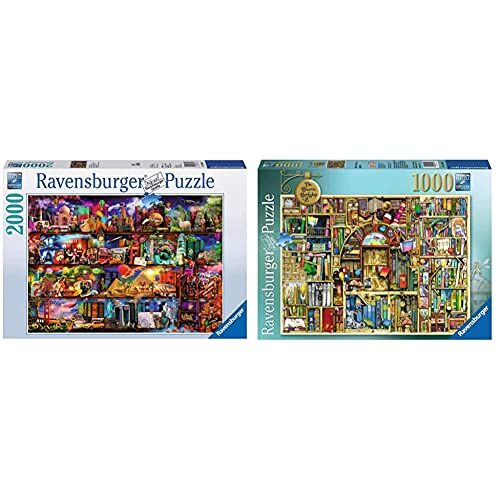 Ravensburger Puzzle 2000 Pezzi, Miracoloso Mondo Dei Libri, Collezione Fantasy, Jigsaw Puzzle Per Adulti & Puzzle 1000 Pezzi, La Biblioteca Bizzarra Colin Thompson, Jigsaw Puzzle Per Adulti