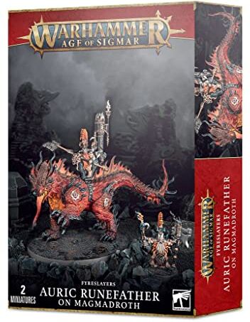 Games Workshop Warhammer AoS Fyreslayers Runefather su Magmadroth