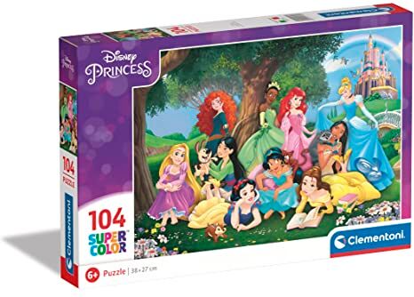 Clementoni Supercolor Puzzle Disney Princess 104 Pezzi Puzzle Bambini 6 Anni, Puzzle Cartoni Animati Made In Italy