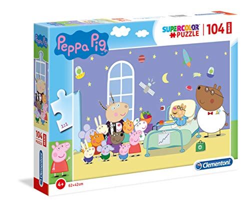 Clementoni Peppa Pig Supercolor Puzzle Pig-104 pezzi Maxi, Multicolore,