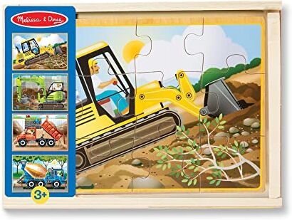 Melissa & Doug - Puzzle in Legno Veicoli da Cantiere, Multicolore, 3792