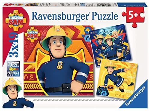 Ravensburger Italy Fireman Sam Il Pompiere Puzzle, 3 x 49 Pezzi, Multicolore, 09386