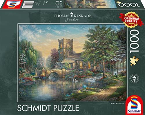 Schmidt Spiele 57367 Thomas Kinkade, Willow Wood Chapel, puzzle da 1000 pezzi, normale