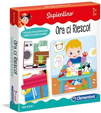 Clementoni Sapientino Ora Ci Riesco progressive puzzle, sequenze tessere a incastro gioco educativo 2 anni flashcards Made in Italy