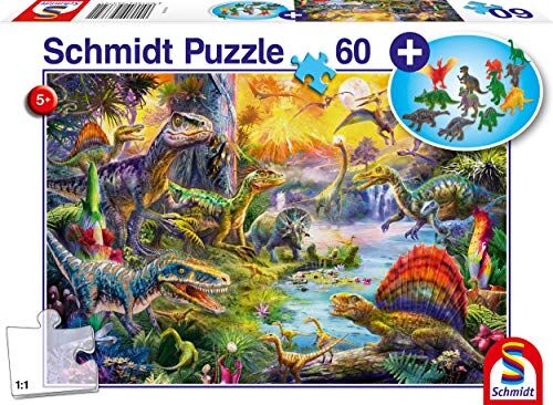 Schmidt Spiele Dinosauro, puzzle per bambini da 60pezzi, Multicolore, one Size