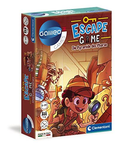 Clementoni Escape Game La piramide del Faraone, emozionante gioco di società, carte e accessori di scena, gioco per famiglie da 8 anni di Natale, lingua tedesca