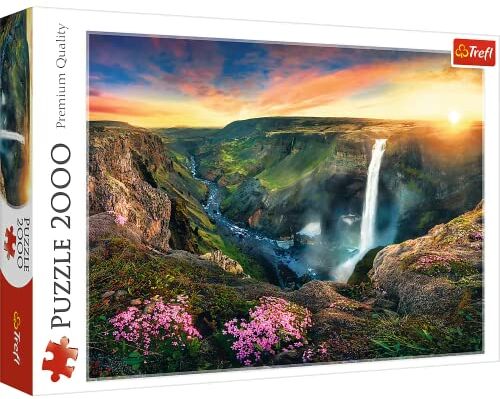 Trefl 2000 Elementi, qualità premium, per adulti e Bambini dai 12 anni Puzzle, Colore Cascata Haifoss-Islanda, Lichter von Dubai,