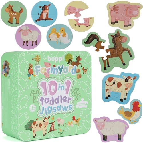 boppi Puzzle Bambini 2 Anni Educativi 10 In 1 Giochi Montessori 1 Anno In Su Puzzle Fattoria Animali Bambini 30 Pezzi- Idee Regalo Bimbi Per Natale E Compleanno Con Scatola Porta Gioco di