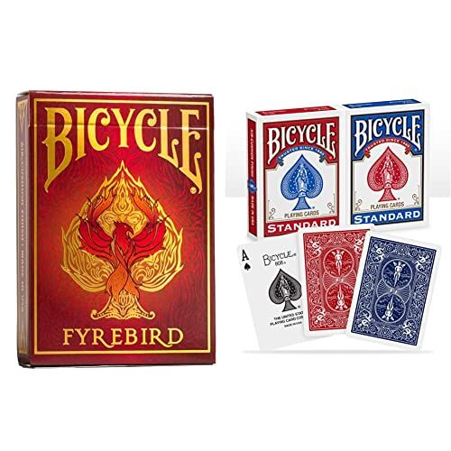 Bicycle Fyrebird, Mazzo di Carte da Collezione Unisex Bambini, colorato, único & -2-Pack Index Rider Back 808 Mazzo Standard Confezione Doppia, Colore Rosso e Blu, Poker 62.8 x 88 mm, 1001781