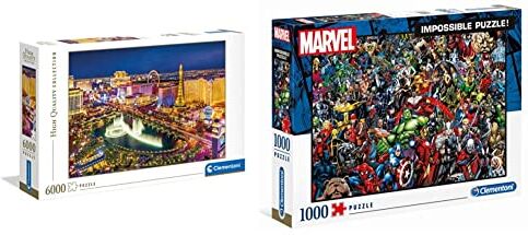 Clementoni Collection Las Vegas, Puzzle Adulti 6000 Pezzi, Made in Italy, Multicolore, 36528 & Marvel Other Impossible Puzzle, Colore Neutro, 1000 Pezzi, 39411