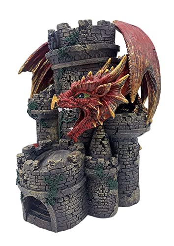 The Grinning Gargoyle Torre dei dadi del drago rosso Torre rotante in resina dipinta a mano da 26 cm Perfetto per DnD, RPG e RPG da tavolo Incredibile regalo GM