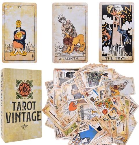 ZPSOSPZ Tarocchi Classic Rider Tarot, 78 Pezzi Carte Tarocchi Vintage Tarot Deck, Tarocchi Cards Con Scatola Cardi Per Principianti, Carta Da Gioco Da Tavolo Divinazione Del Destino Sibille