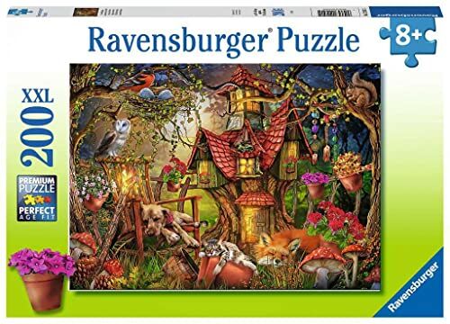 Ravensburger - Huisje in het bos  – La casa della Foresta, 200 Pezzi, XXL – Puzzle per Bambini dagli 8 Anni in su, Colore zilver