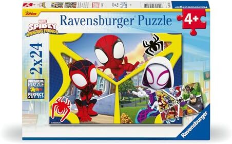 Ravensburger Puzzle Spidey, Collezione 2x24, 2 Puzzle da 24 Pezzi, Età Raccomandata 4+ Anni