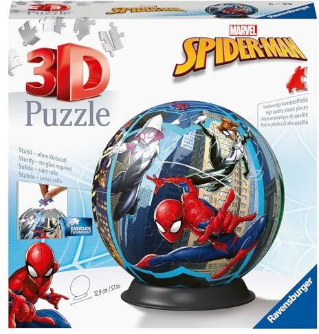 Ravensburger 3D Puzzle Puzzle Ball Spiderman, 72 pezzi, 6+ anni