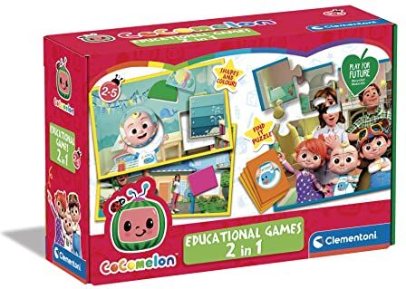 Clementoni Educational Games-2 in 1 Cocomelon-Gioco Educativo 3 Anni (Italiano, Inglese, Francese, Tedesco, Spagnolo, Olandese E Polacco), Made in Italy, Multicolore,