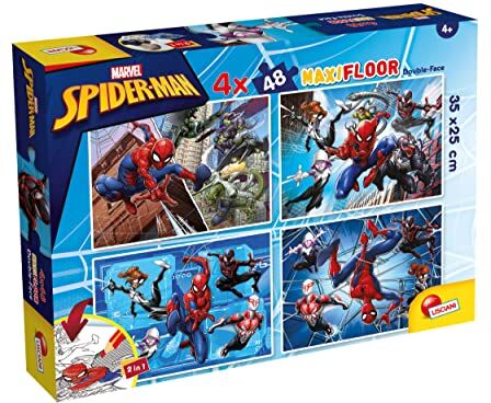 Liscianigiochi Lisciani Giochi Marvel Puzzle DF Maxi Floor 4 x 48 Spiderman, Multicolore,