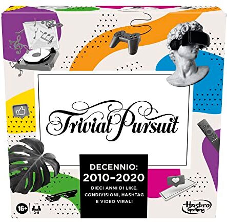 Hasbro Trivial Pursuit Decennio: 2010-2020, gioco da tavolo per adulti e adolescenti, gioco di domande e risposte su cultura popolare da 2 a 6 giocatori (), Multicolore