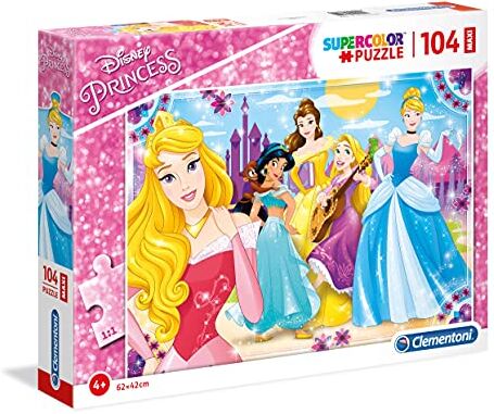 Clementoni -Le Principesse Disney & Sofia Princess Italy Supercolor Puzzle, No Color, 104 Pezzi,