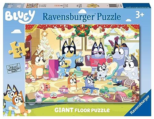 Ravensburger Puzzle Natale con Bluey, Collezione 24 Giant Pavimento, 24 Pezzi, Età Raccomandata 3+ Anni