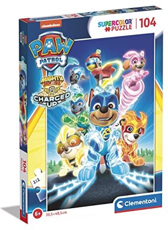 Clementoni - Paw Patrol Supercolor Patrol-104 Pezzi Bambini 6 Anni, Cartoni Animati, Puzzle Supereroi-Made in Italy, Multicolore,