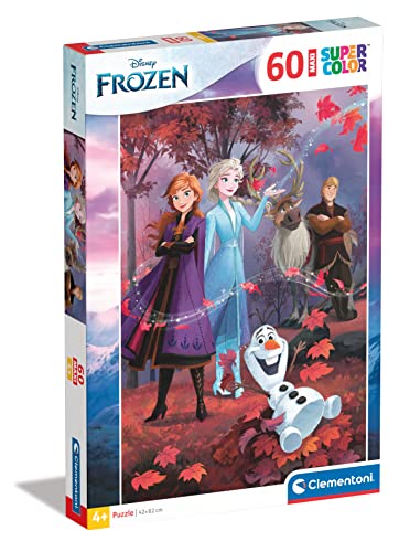 Clementoni - Disney Frozen 2 Supercolor Frozen-60 Pezzi Bambini 4 Anni, Puzzle Cartoni Animati-Made in Italy, Multicolore,