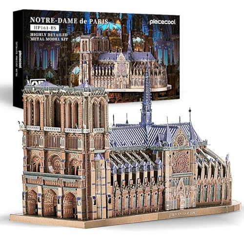 Piececool 3D Metal Puzzle Notre Dame di Parigi, Architettoniche 3D Puzzle Metallo per 340 Acciaio Inossidabile, 1:1 Ripristina, Regalo di Compleanno, Modellismo da Costruire Adulti, 382 Pezzi