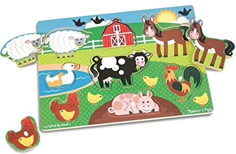 Melissa & Doug Puzzle in legno per bambini fattoria degli animali   Regalo bambina e bambino   Giochi a incastro con animali per bimbo o bimba   Gioco puzzle pezzi grandi bambini 2, 3, 4, 5 anni