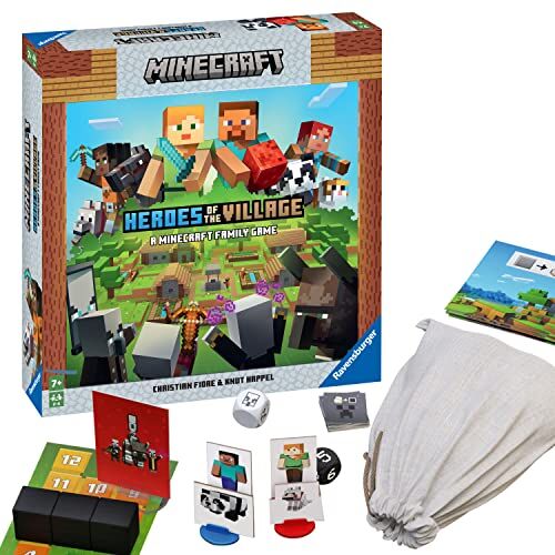 Ravensburger Minecraft Heroes of the Village, Versione Italiana, Gioco da Tavolo Strategico, 1-4 Giocatori, 7+ Anni