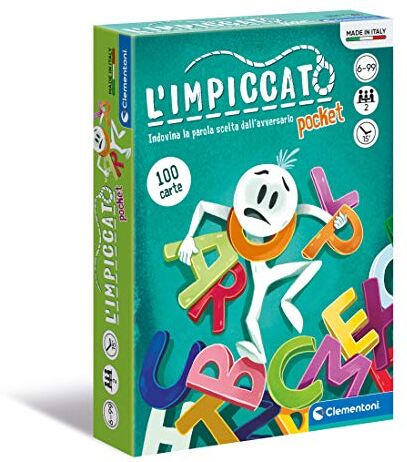 Clementoni - L'impiccato-Pocket-Mazzo, Carte Bambini, Tavolo, Gioco di società per Tutta la Famiglia, 2 Giocatori, 6 Anni+, Made in Italy, Multicolore,