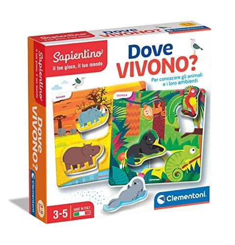 Clementoni - Sapientino-Dove Vivono-Gioco Educativo 3 Anni, Flashcards Animali-Made in Italy, Colore Italiano, Medium,