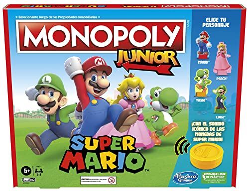 Monopoly Gioco da tavolo  Junior Super Mario A partire dai 5 anni Esplora il Regno dei Funghi nei panni di Mario, Peach, Yoshi o Luigi, [versione in spagnolo]