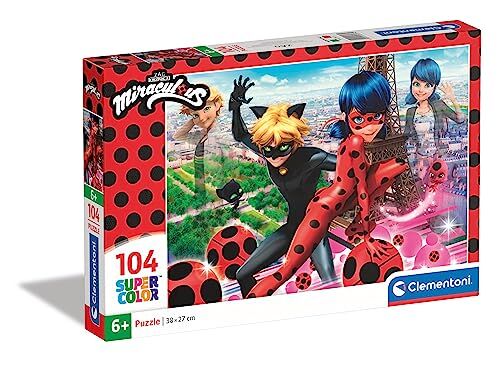 Clementoni Miraculous: Tales of Ladybug & Cat Noir Miraculuos Supercolor Puzzle, Multicolore, 104 Pezzi,