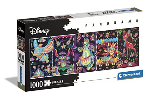Clementoni - Puzzle Panorama Classics Disney 1000pzs Does Not Apply Posters-1000 Made in Italy, 1000 Pezzi, panoramico, Vintage, Divertimento per Adulti, Multicolore, Medium,